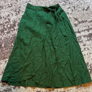 J. Crew Green Wrap Midi Skirt with Tie Front